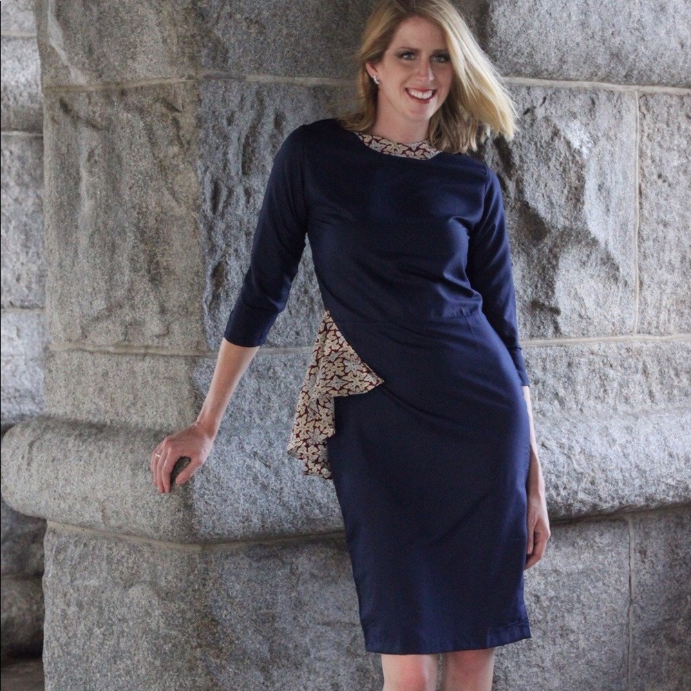 Bethari Navy Blue and Maroon Dress